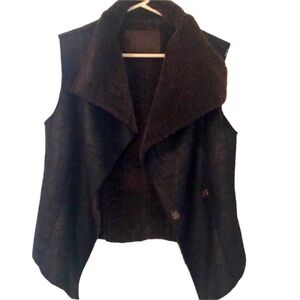 MARC CAIN  Dressy SPORT BARN VEST Dark Brown Faux Leather Size M